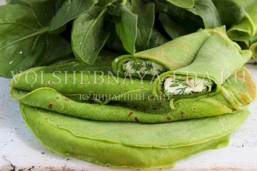 Яркие шпинатные блины для любого стола